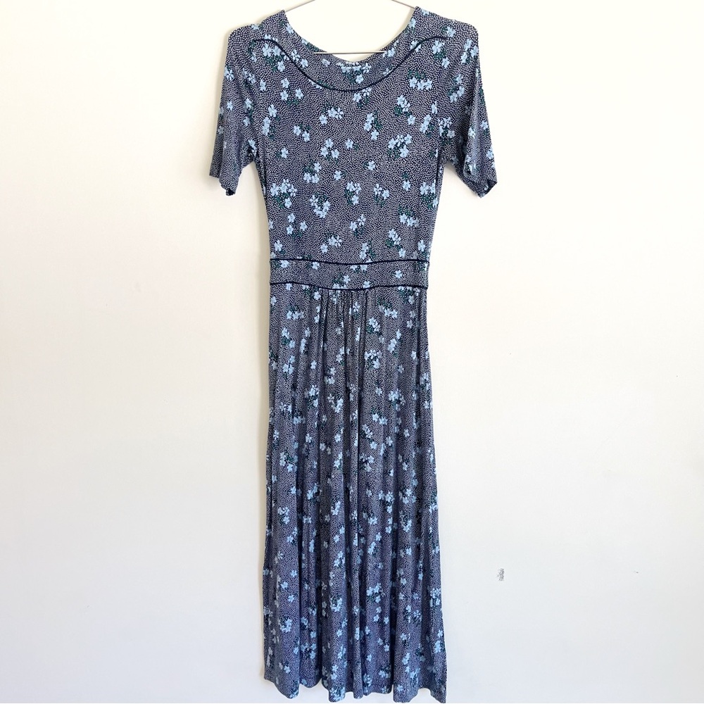 Boden Ava Jersey Floral Spot Dotted Midi Short Sleeve Dress - Picture 2 of 8